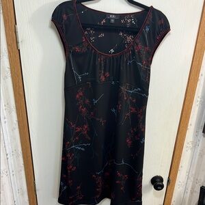 BCBG Black Dress with Red Floral Accents